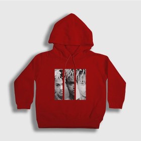 Resim Presmono Unisex Çocuk Three Xxxtentacion Kapüşonlu Sweatshirt Kırmızı 