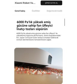 Resim Xiaomi 6000Pa Üstün Emiş Güçlü Yeni Nesil Teknolojili Premium Robot Süpürge,Çift Döner Paspas & Halı Tanıma 