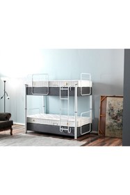 Resim SHOW Ranba Hasır Beyaz Metal 90x190 Ayrılabilir Tek Kişilik Gri Ranza Baza 