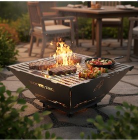 Resim Kamp Ayısı Firenest : Core Ateş Çukuru Taşınabilir Ateş Çukuru Seti - 3mm Karbon Çelik, 1.5mm Paslanmaz Izgara, Çantalı 