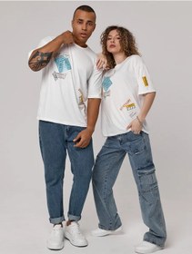 Resim Al.lıs Baskılı Büyük Beden Oversize Tişört 214101516 Beyaz 