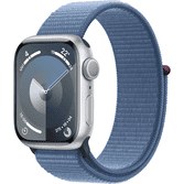 Resim Apple Watch Series 9 GPS + Cellular MRHX3TU/A 41 mm Gümüş Rengi Alüminyum Kasa ve Buz Mavisi Spor Loop 