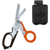 Resim Dayanıklı Paslanmaz Çelik Çok Amaçlı Katlanır Makaslar - Güvenlik Camı, Tel, Ayakkabı, Kıyafet ve Emniyet Kemeri Kesici ile Ergonomik Turuncu & Siyah Sapları, Acil Durumlar için Taşınabilir Kompakt Tasarım, Kendin Yap, El İşi & Endüstriyel Kullanım, Katlanabilir Makas 