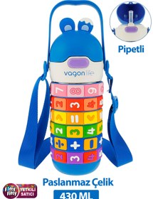Resim Vagonlife 430 Ml Pipetli Çelik Termos Askılı Matematiği Sevdiren Su Matarası 