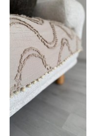 Resim Diletto Bohem Ponponlu Dalgalı Oturma Yerini Kapatan Koltuk Örtüsü Vizon 90 X 200 Vizon 