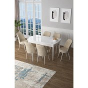 Resim Canisa Concept Canisa Zen Serisi Açılabilir Mdf Beyaz Mutfak Masa Takımı+6 Adet Sandalye (80 x 132 Cm) 