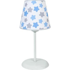 Resim Şenay Aydınlatma Çocuk Odası Konik Kumaş Abajur-Mavi Gri Yıldız 
