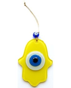 Resim Nazar Boncuklu Sarı Fatma Ana Bereket Eli Cam Duvar Süsü 02-10mm 5yards 