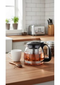 Resim Lüks Renkli Cam Süzgeçli Demlik 700 Ml Modern Şıklık Çok Renkli 