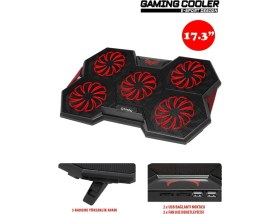 Resim Frisby Gp4 E-Sport Desing 5 Fanlı Ledli Pro Standlı 15-17" Uyumlu Notebook Soğutucu 