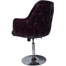 Resim Tekli Bekleme Koltuğu Tepsi Ayaklı Bordo Renk Suni Deri 