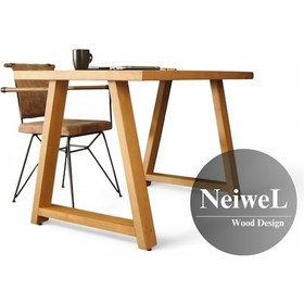 Resim Neiwel Mies Doğal Ahşap Çalışma Ve Ofis Masası-70cm-100cm Açık Ceviz 