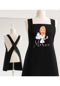 Resim Bk Gift Kişiye Özel Karikatürlü Çapraz Askılı Siyah Mutfak Önlüğü - 10, Aşçı Önlüğü, Şef Önlüğü, Anneye Hediye Kobitmeyencom35920 Bk Gift Renkli 