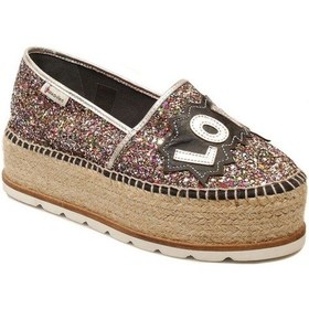 Resim Espadrilles J.love Simli Love Yazı İle Detaylı Hasır Tabanlı Dolgu Topuklu Kadın Ayakkabı Renk 