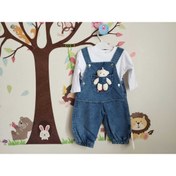 Resim BabyBlue Bebek Salopet Peluş Ayılı Kot Bahçıvan 