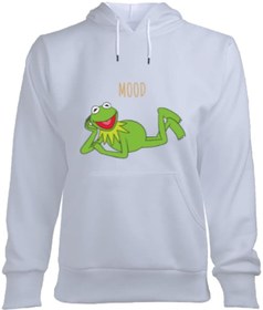 Resim Kermit Kurbağa Mood Kadın Kapşonlu Hoodie Sweatshirt 