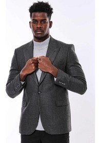 Resim Wessi Kendinden Desenli Füme Slim Fit Ceket - Wessi Füme 