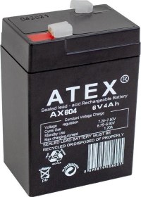 Resim ATEX AX-604 AKÜ 6 VOLT - 4 AMPER IŞILDAK AKÜSÜ (70 X 48 X 101 MM) 