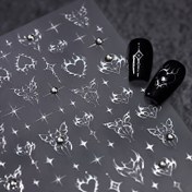 Resim 1 adet 5D Kabartmalı Yıldız Aşk Kalp Tırnak Sanatı Çıkartmaları - Parlak, Kendinden Yapışkanlı Holografik Tırnak Süslemeleri, Basit Şık Manikürler için Mükemmel, Tırnak Sanatı Çıkartmaları | Yıldızlı Gece Tasarımı | Kendinden Yapışkanlı Çıkartmalar, Tırnak Süslemeleri 