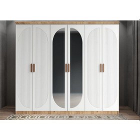 Resim Lorin Membran 6 Kapaklı Gardırop Montaj Dahil Çam Beyaz 240 Cm 