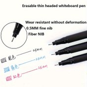 Resim 3 adet Silinebilir Beyaz Tahta Kalemi, 0.5mm Ekstra İnce Uç Kuru Silinebilir Kalem - Dayanıklı Fiber Uç, Aşınmaya Dayanıklı - Ofis ve Okul Kırtasiye Malzemeleri 