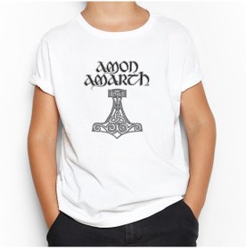 Resim Amon Amarth Mjolnir Beyaz Çocuk Tişört 