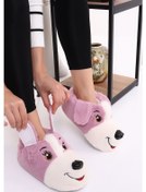 Resim Hayvanlı H10 Köpekli Kışlık Çocuk Panduf Ev Kreş Pandufu Lila 