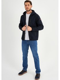Resim Alexander Gardi Alexandergardı Fermuarlı İçi Polarlı Su İtici Softshell Kumaş Kapüşonlu Mont E24-mnt-01 Lacivert 