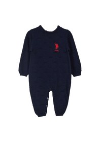 Resim U.S. Polo Assn. Lisanslı Laciver Triko Bebek Patiksiz Tulum Lacivert 