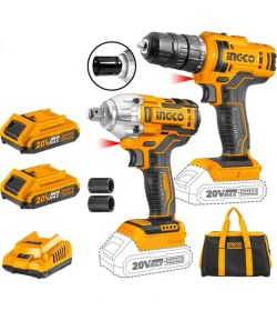 Resim Ingco Ingco-CKLI2017 Li-Ion Akülü 2 Li Kombo Set - Matkap ve Somun Sıkma 20V 2.0 Ah Akü 