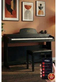 Resim Midex PLX-190BK 88 Tuşlu Siyah Tuş Hassasiyetli Çekiç Aksiyonlu Piyano 