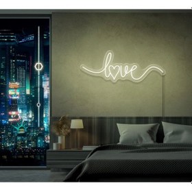 Resim Love Yazılı Neon Tabela Beyaz 