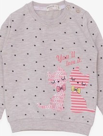 Resim Breeze Kız Bebek Sweatshirt Mutlu Kedicikler 4 Ay-1.5 Yaş, Bej Me ((550294310) 