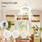 Resim 1 Adet LED Vantilatör Işığı, Uzaktan Kumandalı ve Aydınlatmalı Tavan Vantilatörü - 3 Ayarlanabilir Hız/Parlaklık Seviyesi, Yatak Odası ve Banyo için LED Tavan Lambaları, Beyaz Yuvarlak Lamba 