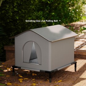 Resim 1 Adet Ayaklı Kedi Yatağı, Dış Mekan İçin Sıcacık Sofralik - Su Geçirmez & Yağmura Dayanıklı Çadır Barınma Alanı 