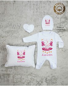 Resim yzc home size dair... Ty K25 Isimli Kız Bebek Yastık Tulum Şapka Eldiven Set 