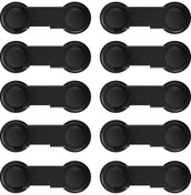 Resim 10'lu Paket Çocuk Güvenlik Dolap Kapı Kilitleri, Dolaplar, Buzdolabı, Tuvalet İçin Güçlü Yapıştırıcılı Pratik Bebek Güvenlik Çekmece Kilitleri Siyah 