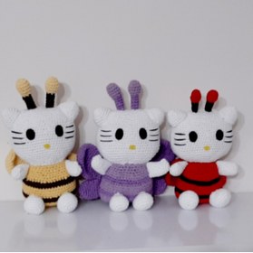 Resim nildamigurumi Amigurumi Örgü Oyuncak Hello Kity Kostümlü 