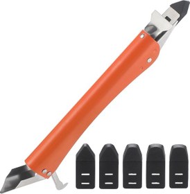 Resim Xindoker Turuncu Çelik Kozmetik Tırpanı - 4 Fonksiyonlu Fırça Temizleyici, Mermer Birleşimleri İçin Çok Amaçlı Alet 