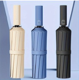 Resim Willowhaven Siyah Rüzgar Geçirmez 24 Dilimli Şemsiye - Uv Koruma Otomatik Açılır Katlanır 