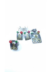 Resim Otantik Dikdörtgen Gümüş Set Bronz 