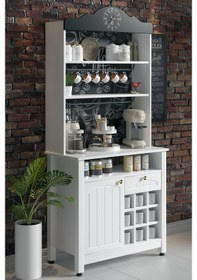 Resim Dufon Kahve Köşesi, Kapaklı Ve Çekmeceli, Bardaklık Bölmeli Çok Amaçlı Dolap 