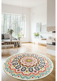 Resim Mandala Color Djt Çap 140 Cm Dekoratif Modern Halılar 