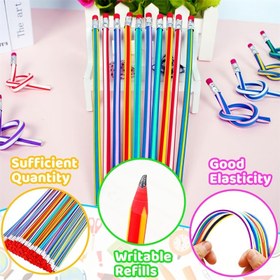 Resim 30 adet Esnek renkli kalem silgi ile birlikte, eğlenceli ve esnek plastik yazı aracı, parti hediyeleri, doğum günleri, Sevgililer Günü ve Noel hediyeleri için uygun 