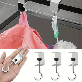 Resim J-Şekilli Kanca, İz Bırakmayan Masaüstü Çanta Askısı, 360° Dönebilir Çıkarılabilir Masa Klipsi - Ofis, Yurt, Sehpa ve Açık Hava Kampı İçin Uygun Pratik Asma 
