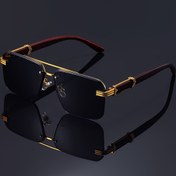 Resim Erkekler ve Kadınlar için Lüks Çerçevesiz Moda Gözlükleri, Taklit Ahşap Tahıl Tapınak Uçları, Mükemmel Seçim, Çok Yönlü Rahatlık, Popüler Seçenek 