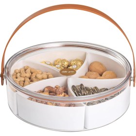 Resim 5 Bölmeli Çok Amaçlı Gıda Saklama Kutusu, Saplı, Beyaz 