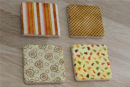 Resim Geometrik Minimal Desenler Doğal Taş Bardak Altlığı 4'lü set - Natural Stone Coasters 