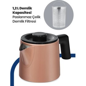 Resim Goldmaster Akasya Gold Xl 2200 Watt Patentli Damlatmayan Tasarımı Çelik Çay Makinesi ve Su Isıtıcısı 