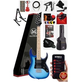 Resim Maxword De-150bl-st Maple Klavye Hh Manyetik Yüksek Kaliteli Elektro Gitar Seti 